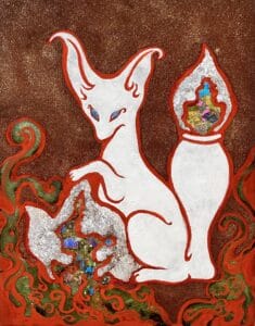 『狐火』F0号 「おいでおいで」 狐火の燈篭のその先へ