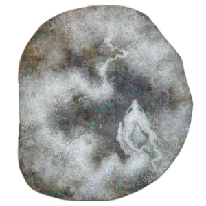 狐石-舞香花』約57×52（㎝） 花も狐も虫も幸せも水に溶け 遠い遠い未来に結晶になる