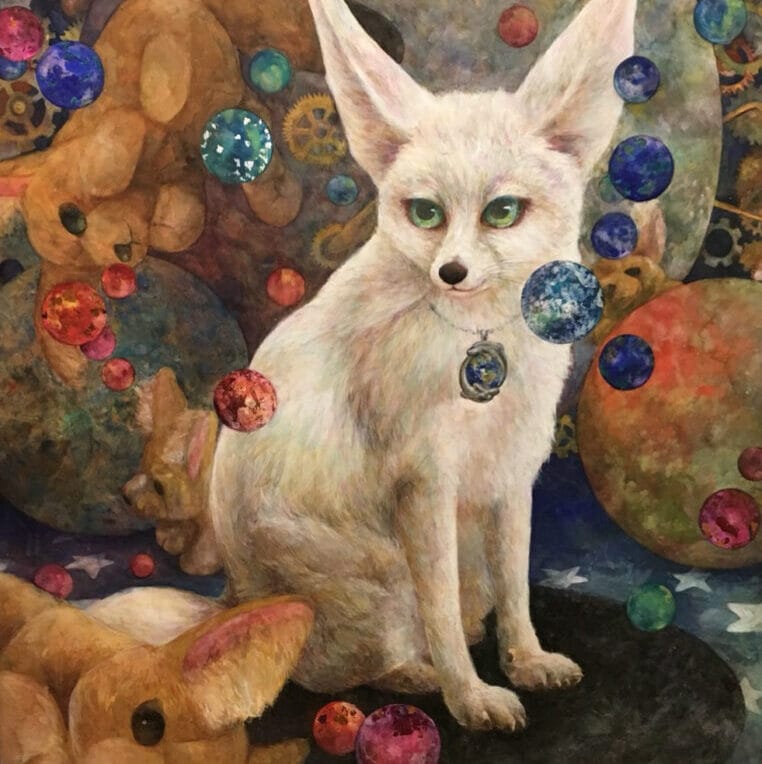 日本画　しろいきつね